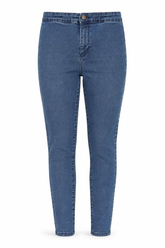 Front view of Primark women’s blue denim skinny jeans, size UK 4, 25-inch leg