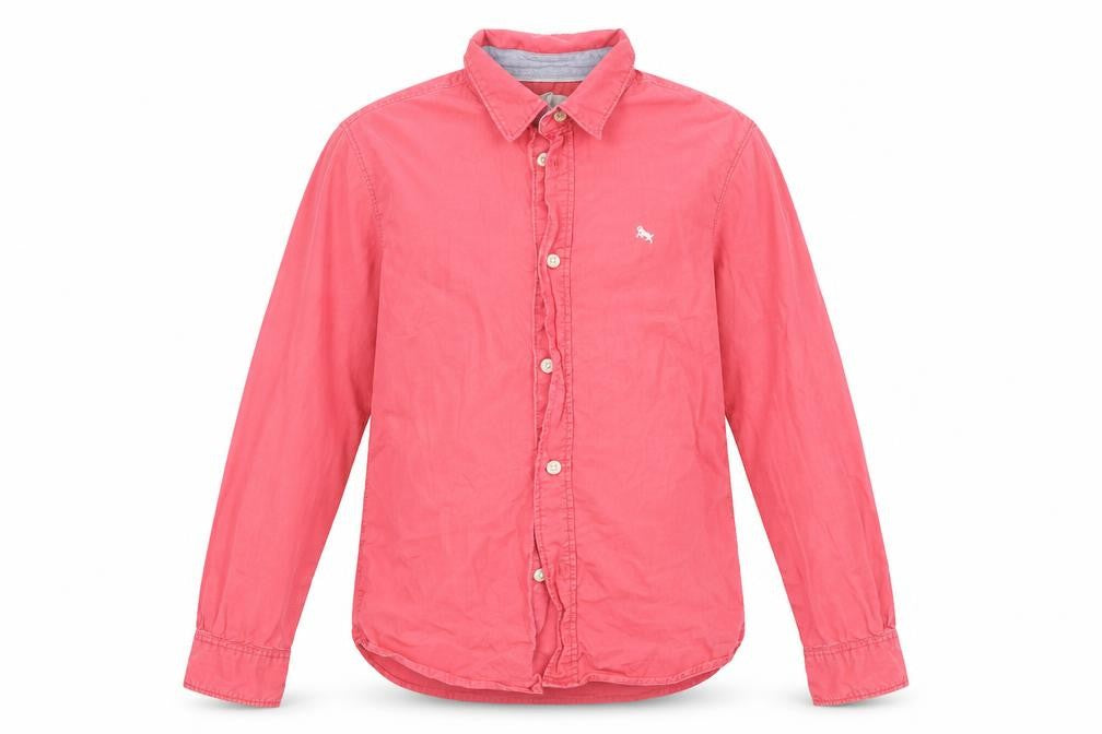 Front view of H&M girls’ pink basic button-up, size 11-12, years