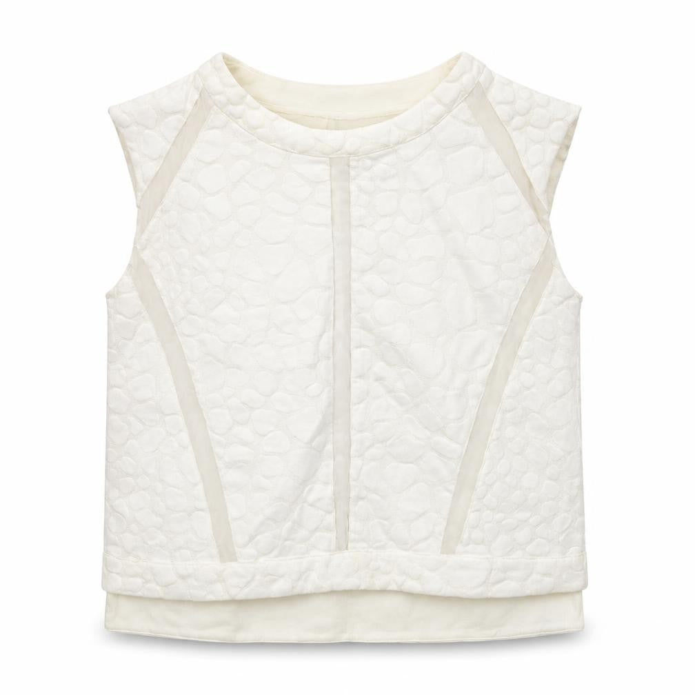 Front view of Zara women’s beige basic blouse, size M