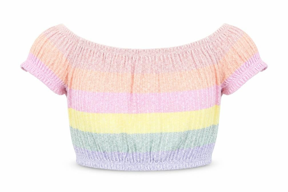 Front view of New Look women’s multicoloured striped basic blouse, size M