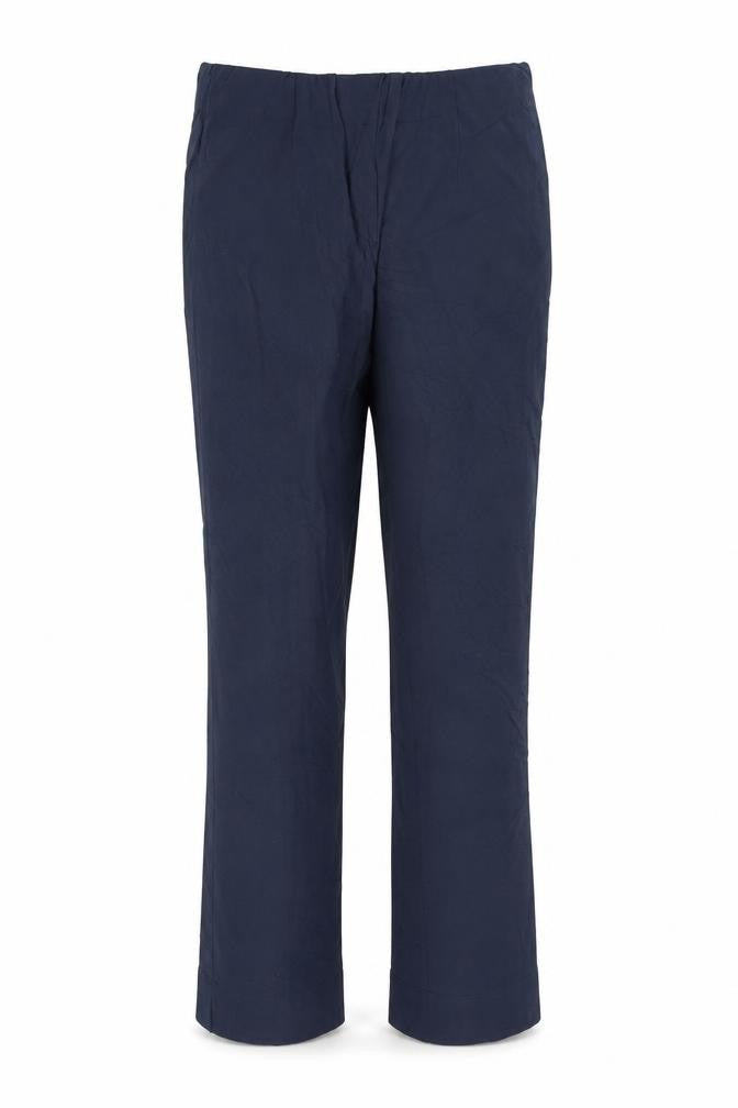 Front view of choice women’s blue trousers, size UK 10, 31-inch leg