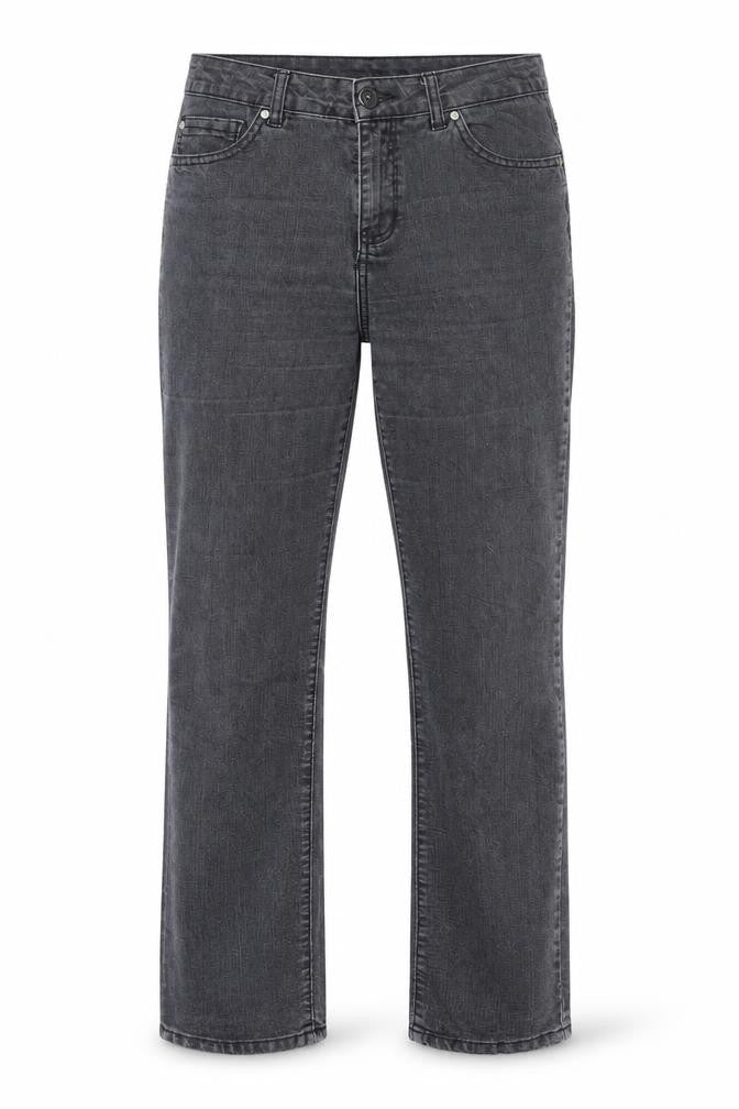 Front view of 1982 women’s black straight jeans, size UK 33, 30-inch leg