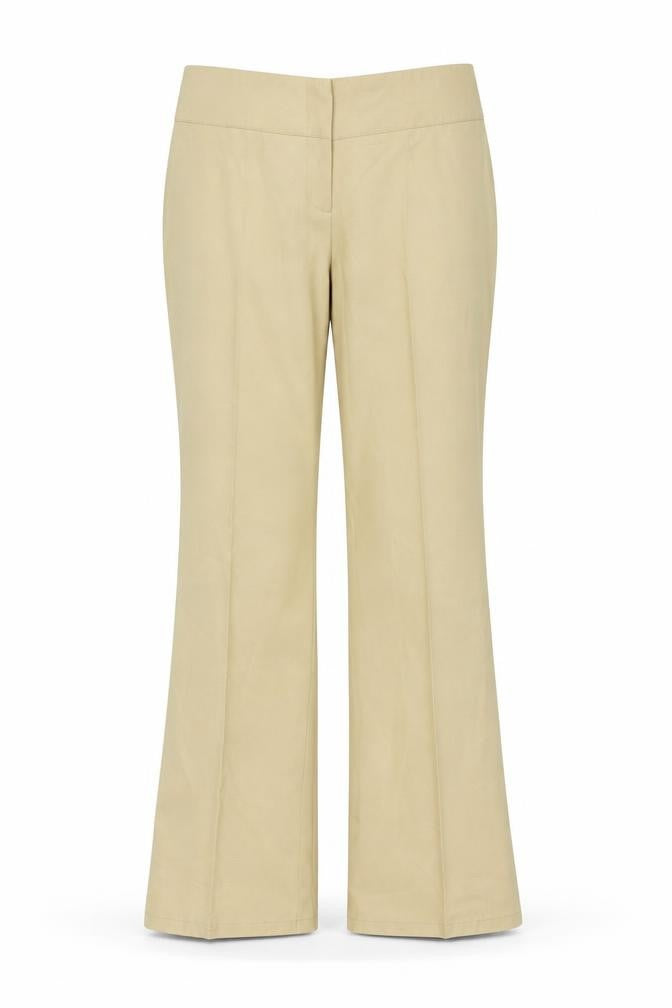 Front view of Preworn women’s brown trousers, size UK 32, 33-inch leg