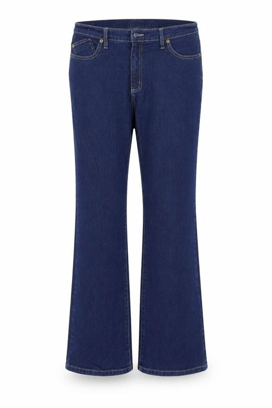 Front view of Per Una women’s blue bootcut jeans, size UK 35, 31-inch leg