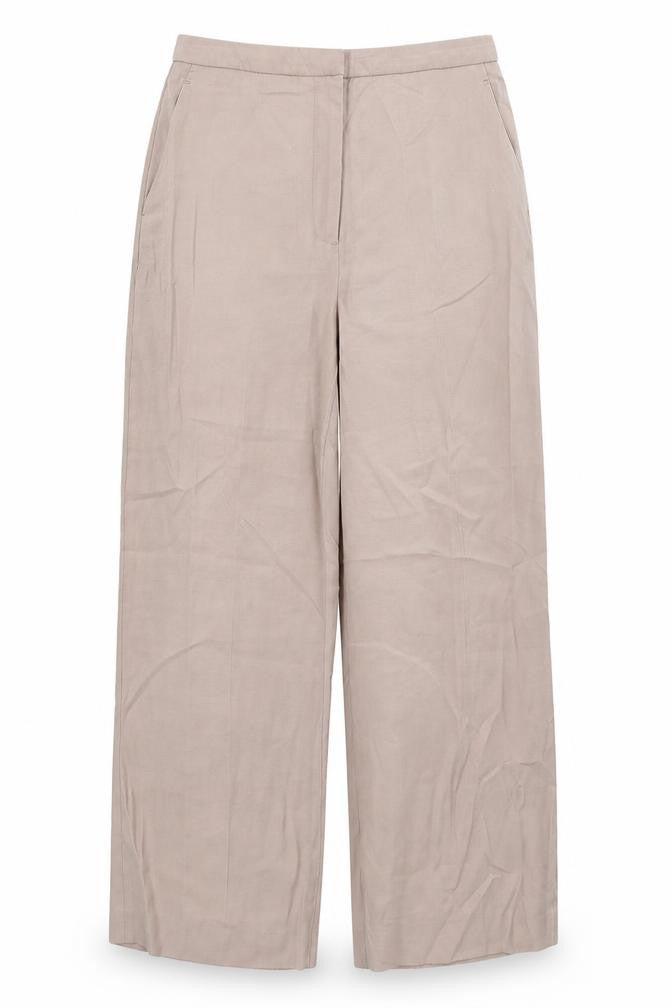Front view of H&M women’s pink trousers, size UK 10, 28-inch leg