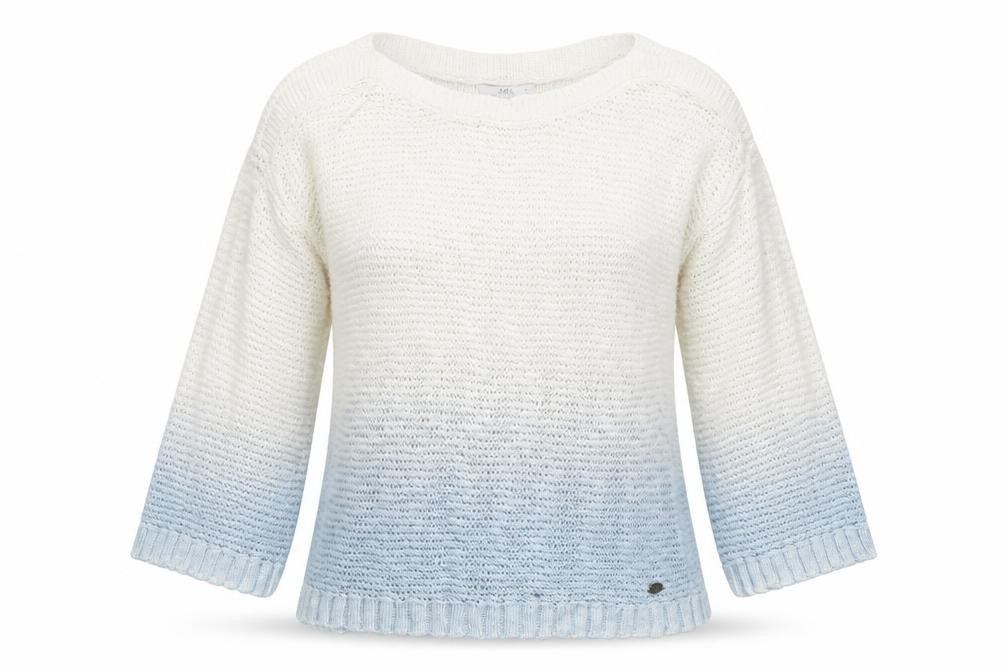 Front view of EDC women’s blue pullover sweatshirt, size S