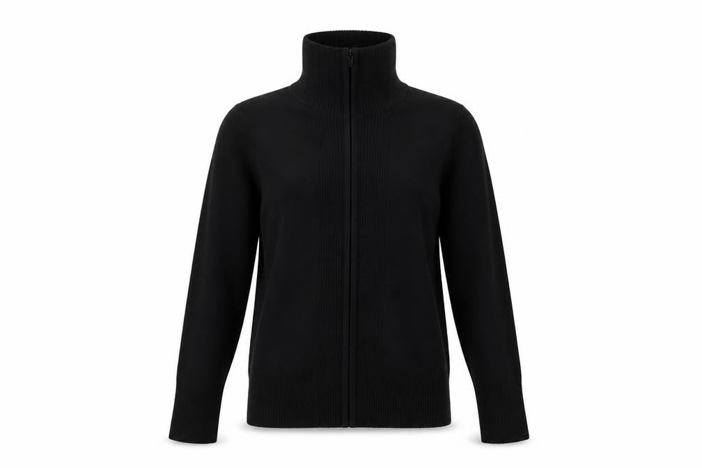 Front view of MK one women’s black jacket, size UK 12