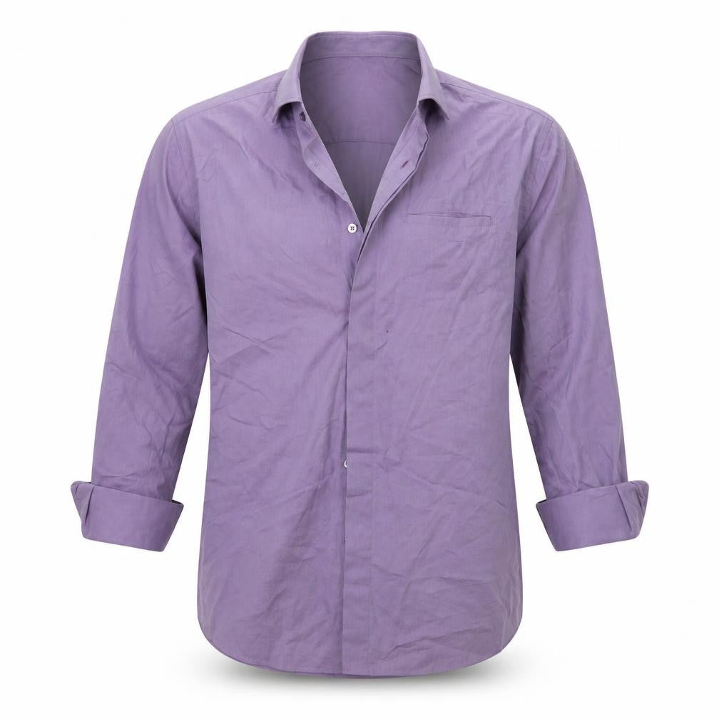 Front view of F&F men’s purple button-up, size M