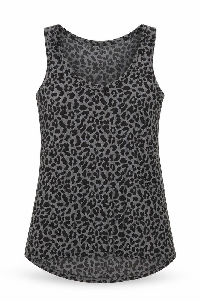 Oasis Womens Grey Animal Print Basic Tank Size 8