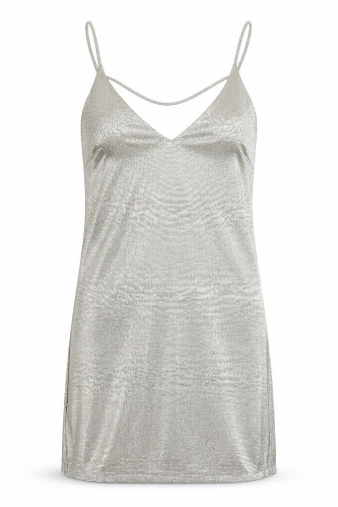 Front view of River Island women’s gold a-line, size UK 6