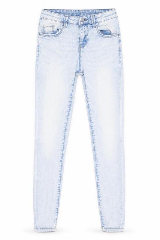 Front view of Denim Co women’s blue skinny jeans, size UK 4, 29-inch leg