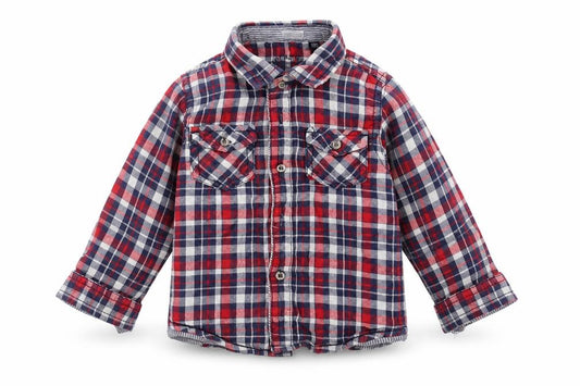 Front view of Preworn Baby Blue Basic Button-Up, size 12, Months