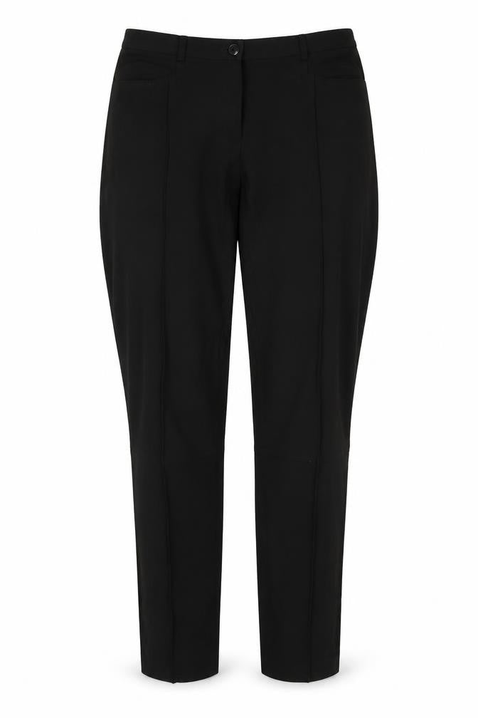 Front view of Singh S. Madan women’s black trousers, size UK 16, 32-inch leg