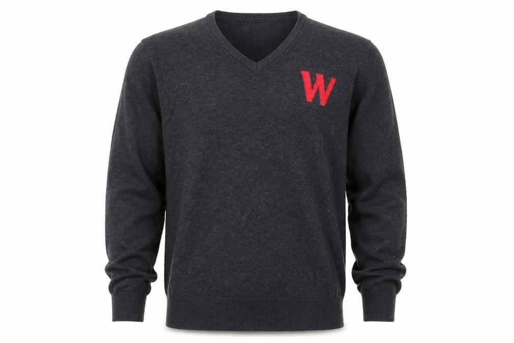 Front view of Premier men’s grey knit jumper, size M, - w