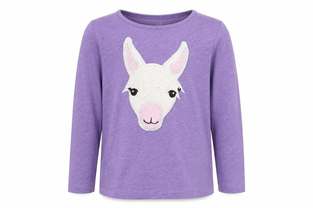 Front view of Topolino girls’ purple basic t-shirt, size 7, years - alpaca