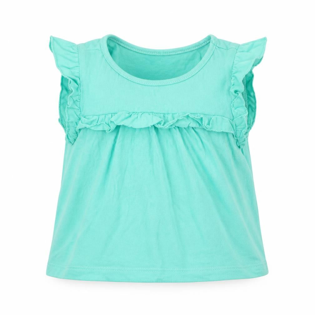 Front view of Gap girls’ green basic t-shirt, size 12-18, months