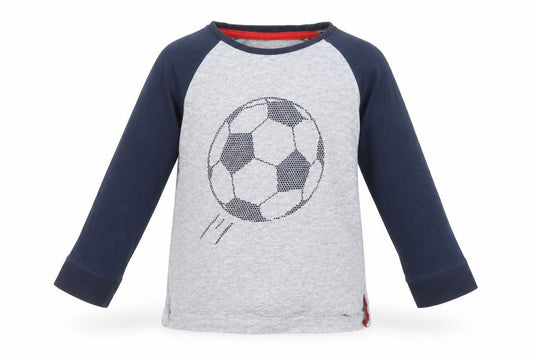 Front view of Mothercare boys’ grey geometric babydoll pyjama top, size 18-24, months
