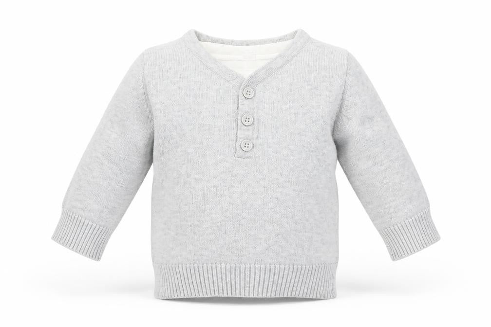 Front view of Next Baby Grey jumper, size 3-6, Months