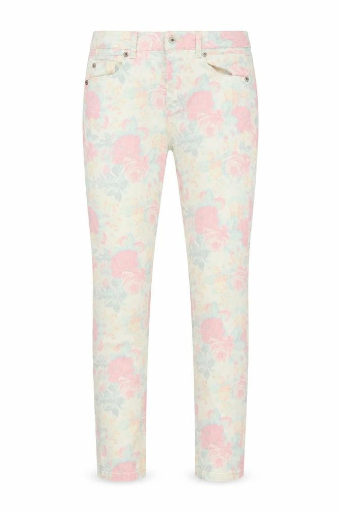 Topshop Womens Ivory Floral Denim Skinny Jeans Size 25 in L32 in
