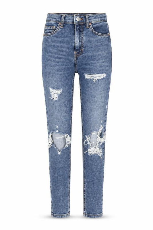 Front view of Topshop women’s blue denim skinny jeans, size UK 24, in, 30-inch leg