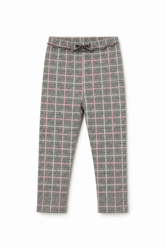 Front view of Zara girls’ black check capri trousers, size 2, years