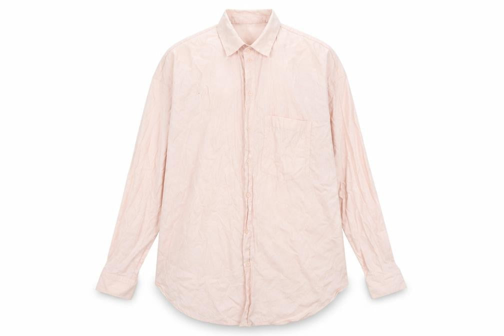 Front view of H&M men’s pink button-up, size M