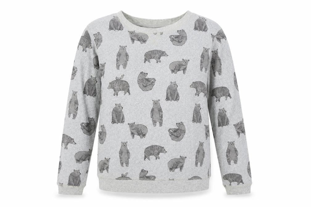Front view of Next women’s green geometric jersey top pyjama top, size XS, - bear
