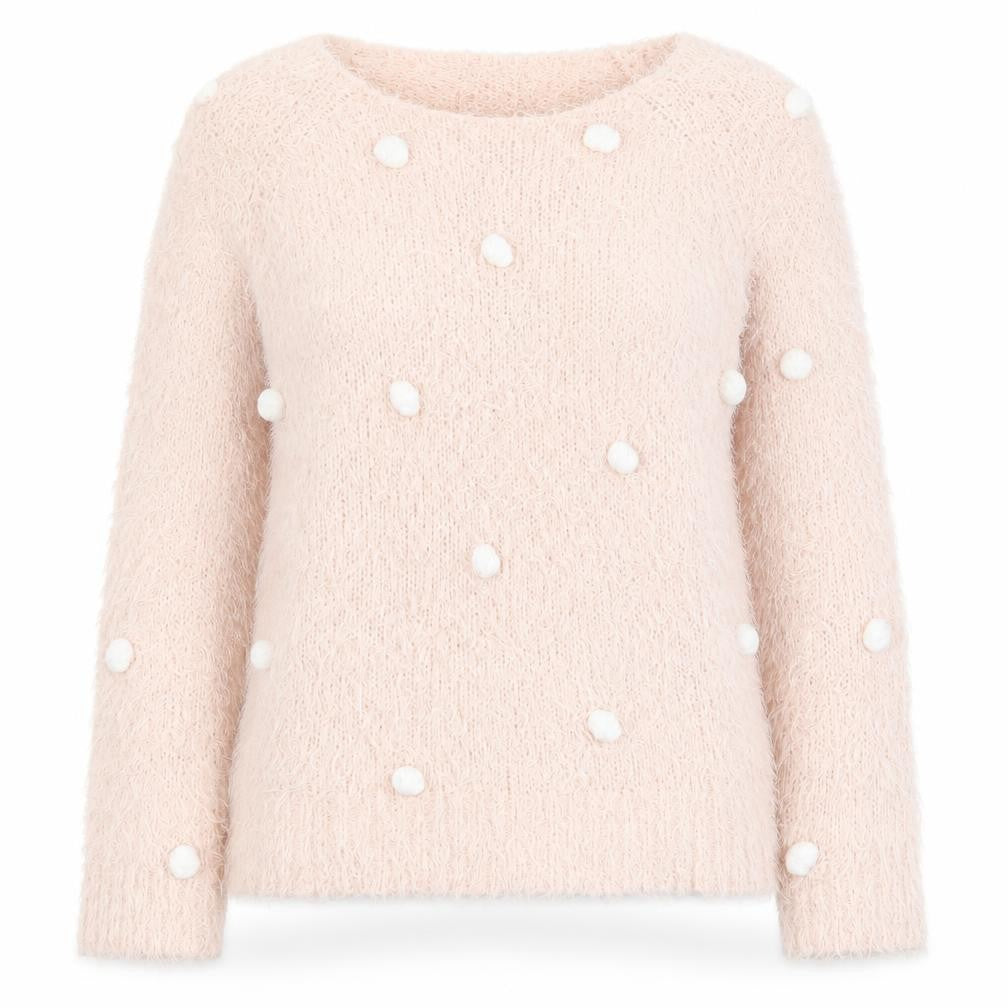 love knitwear Womens Pink Polka Dot  Pullover Jumper Size 10