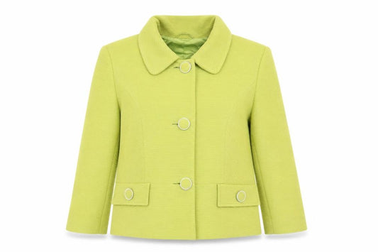 Front view of Country Casuals women’s green jacket blazer, size UK 12