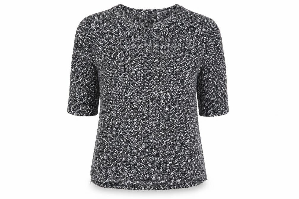 Front view of knitwear women’s multicoloured jumper, size UK 8
