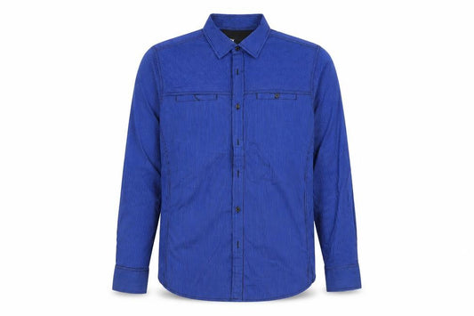 Front view of Easy men’s multicoloured striped button-up, size L