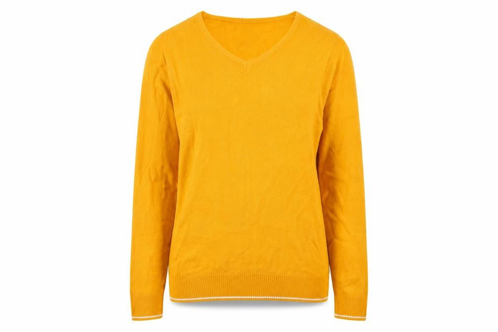 Front view of Globus women’s yellow jumper, size L