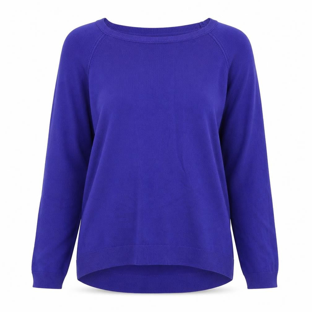 Front view of George women’s blue knit jumper, size UK 12