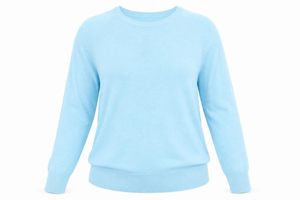 Front view of Sfera women’s blue knit jumper, size XL