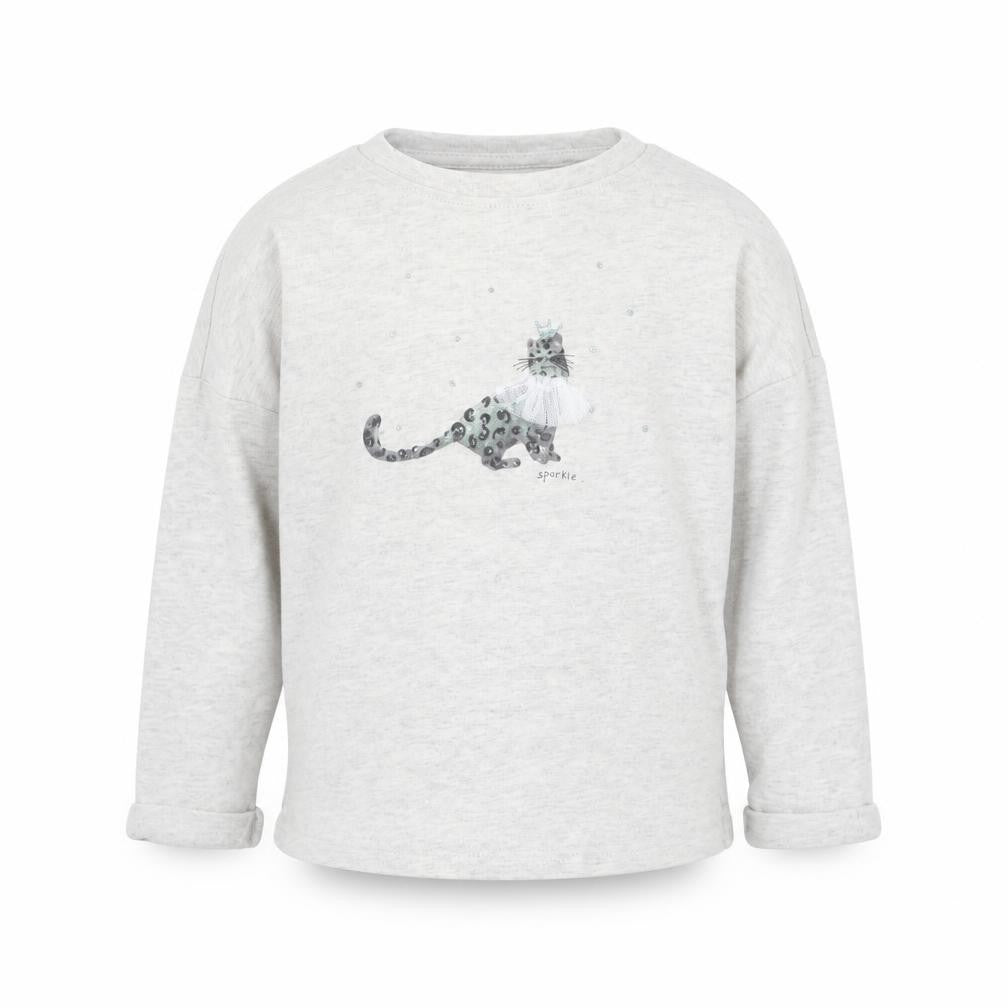 Front view of Next girls’ grey solid top pyjama top, size 3, years - cat