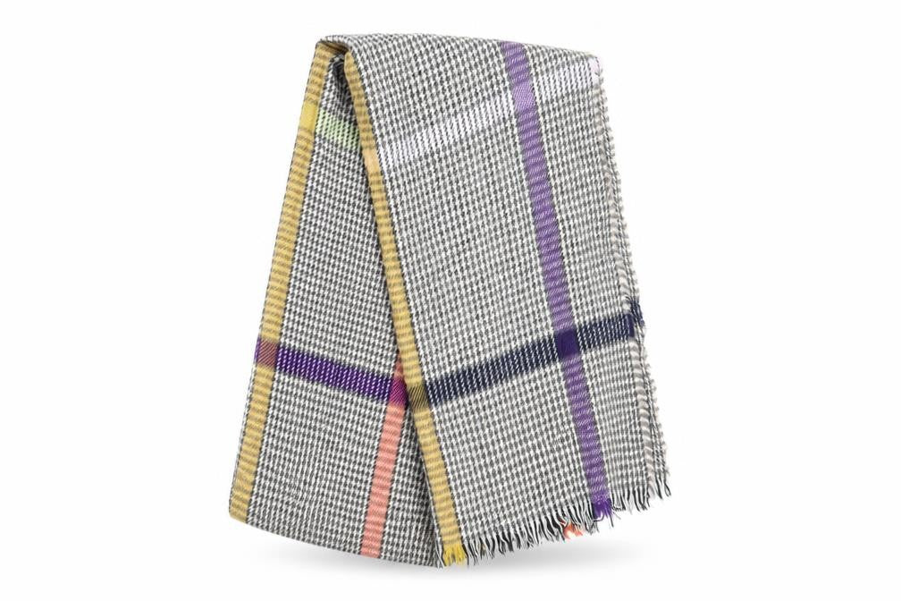Front view of Preworn women’s multicoloured houndstooth shawl/wrap