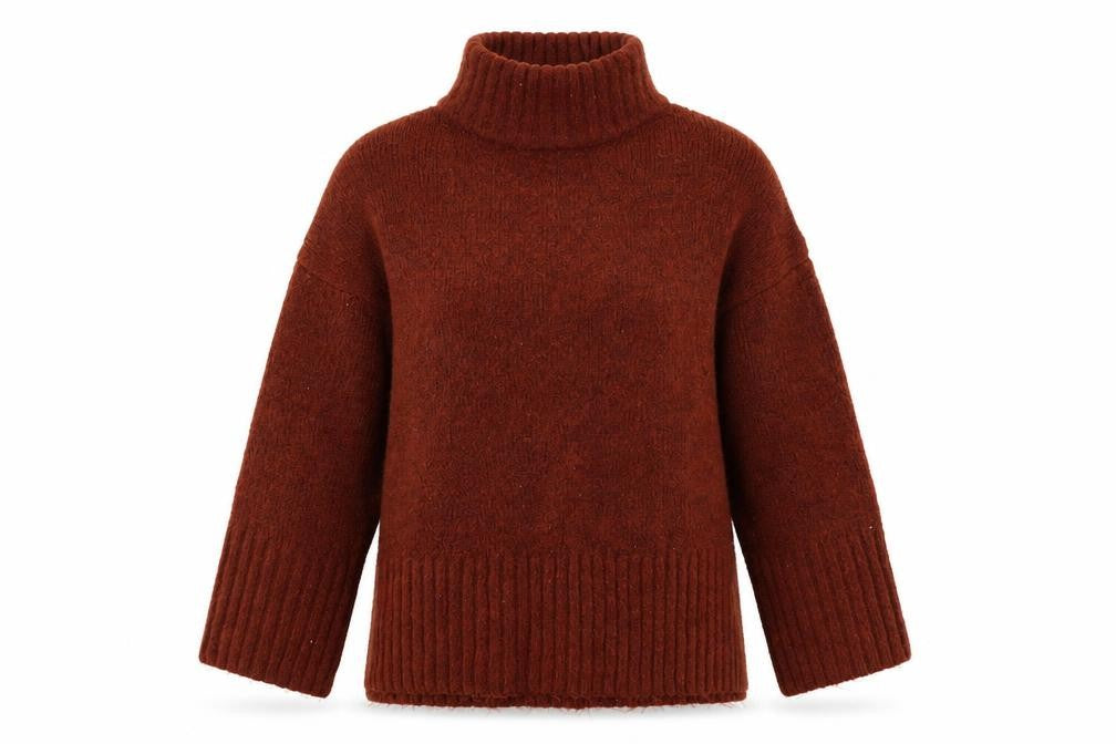 Front view of Topshop women’s orange knit jumper, size M