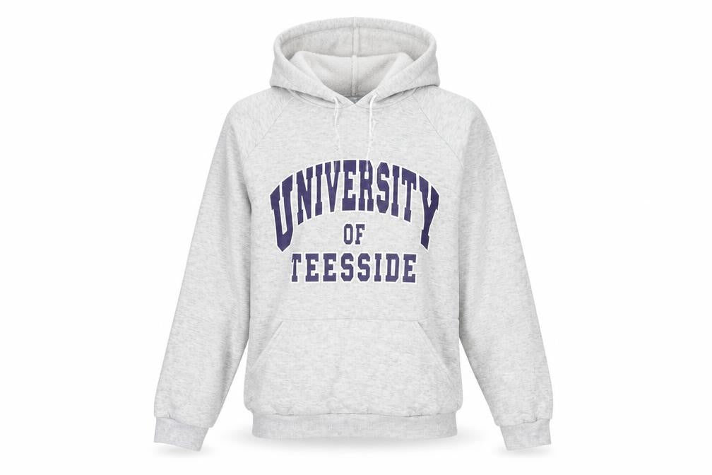 Front view of jsw women’s grey pullover hoodie, size M