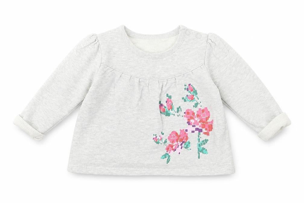 Front view of F&F girls’ grey jumper, size 3-6, months