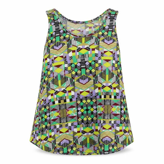 Front view of Atmosphere women’s green geometric basic tank, size UK 12