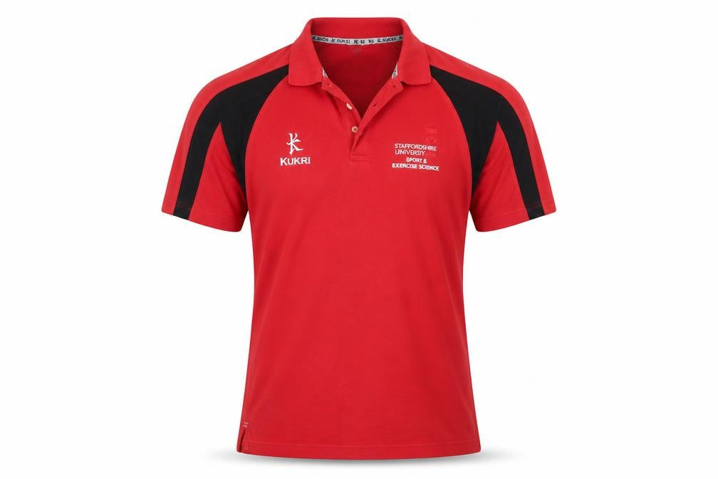 Front view of Kukri men’s red polo, size S
