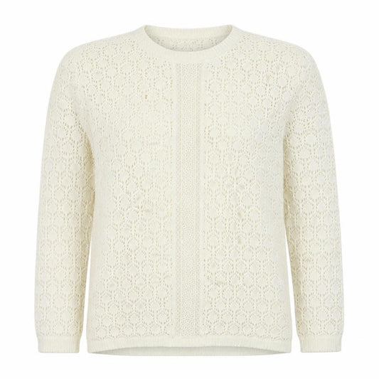 Front view of Kaliedoscope women’s white floral jumper, size UK 12