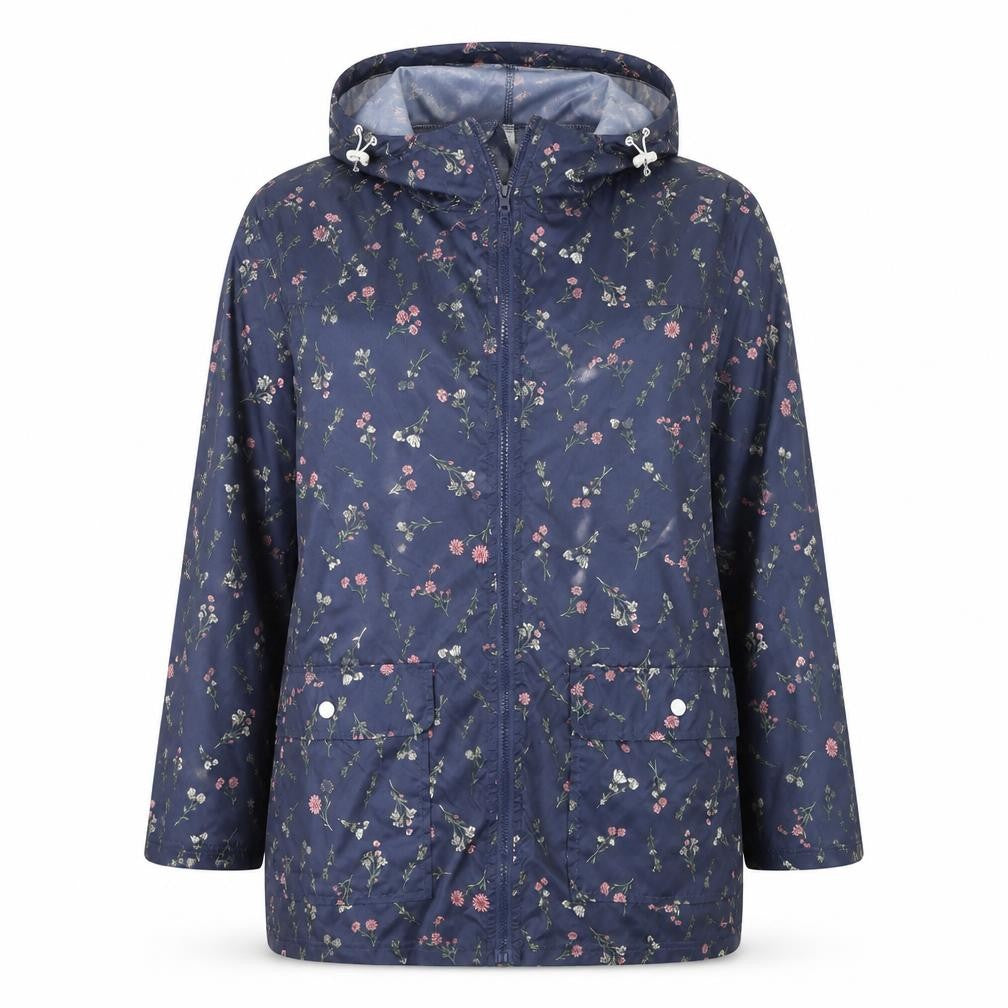 Anne De Lancay Womens Blue Floral  Jacket Coat Size M