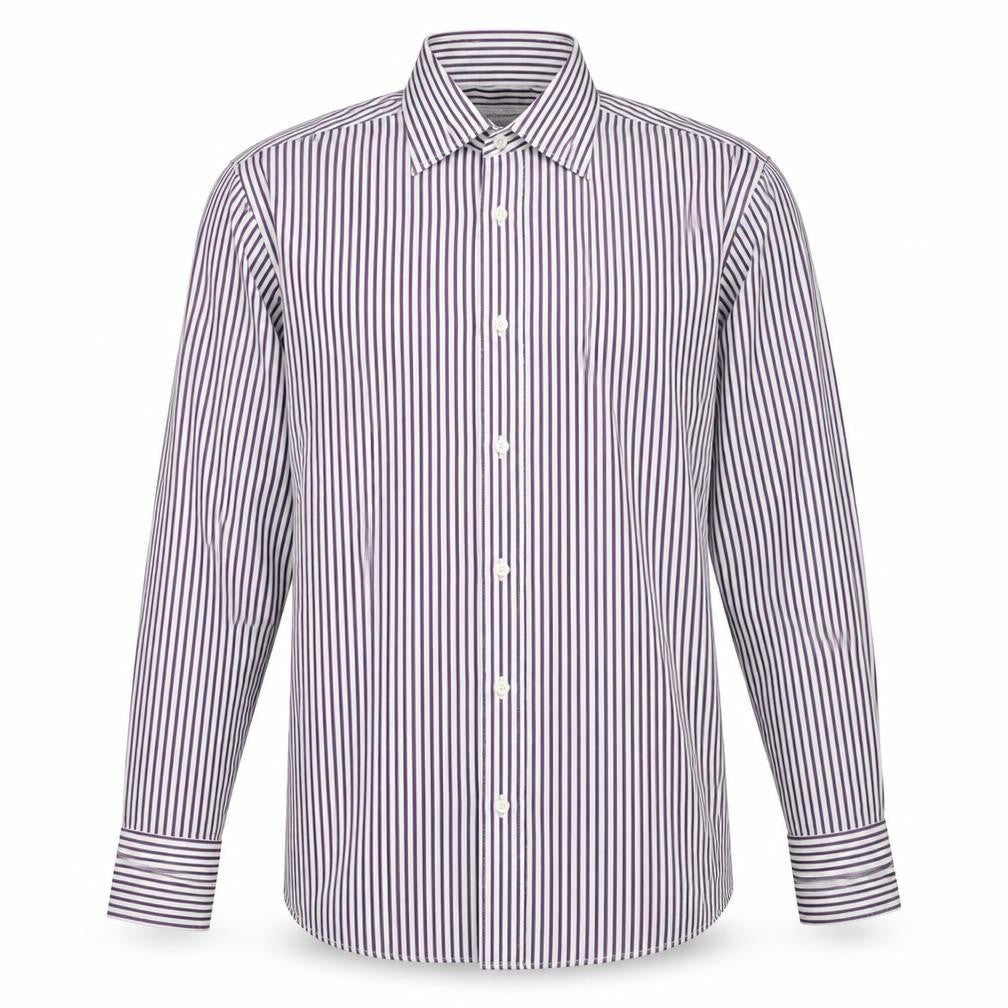 Butler and webb Mens White Striped Rayon  Button-Up Size 15.5