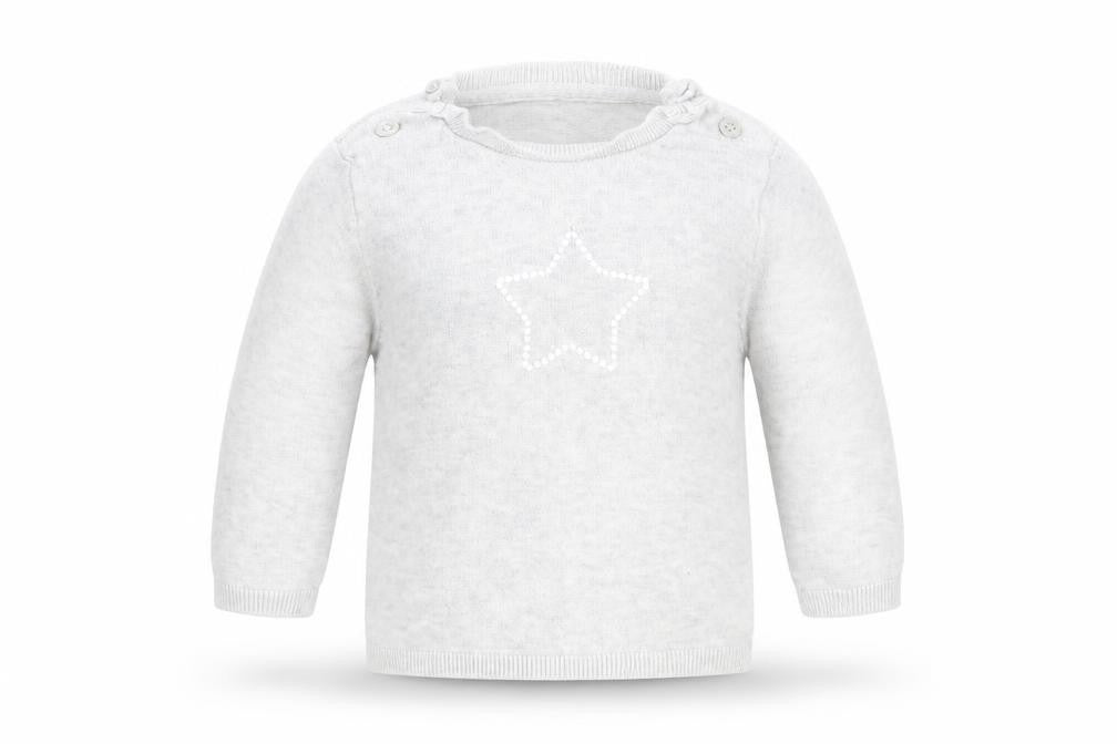 Front view of Marks & Spencer Baby Grey jumper, size 9-12, Months - Start Logo