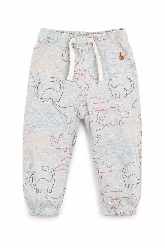 Front view of Gap Baby Grey Animal Print Jogger Trousers, size 12-18, Months
