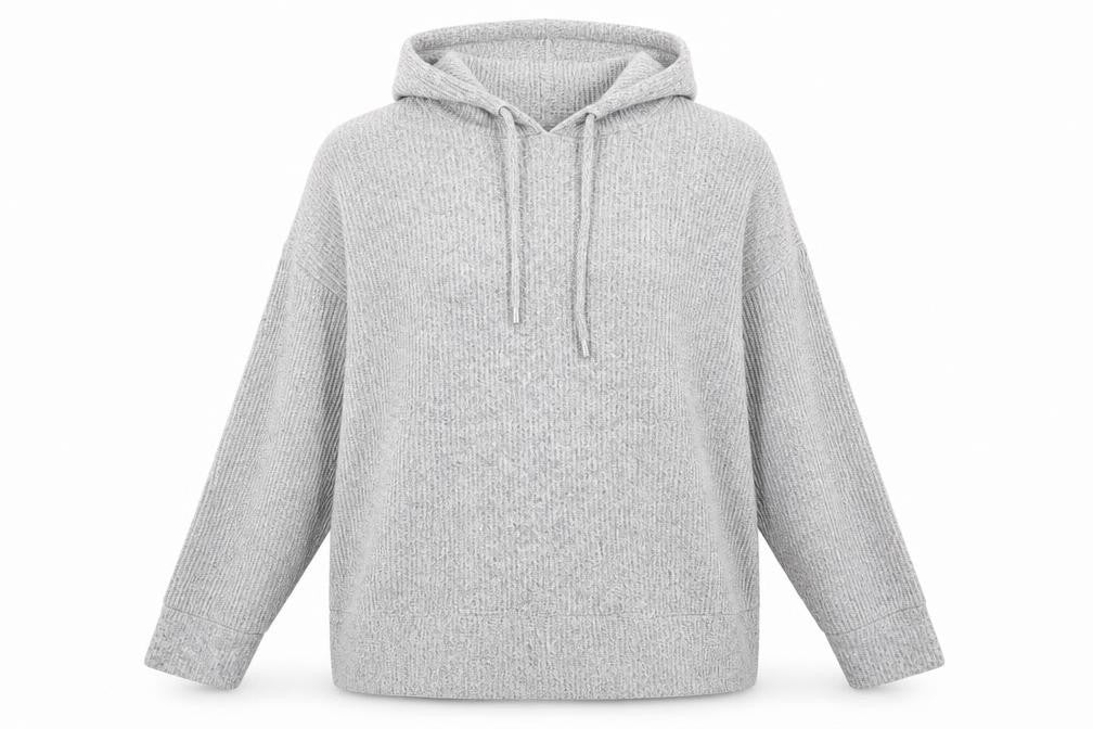 Front view of F&F women’s grey pullover hoodie, size M