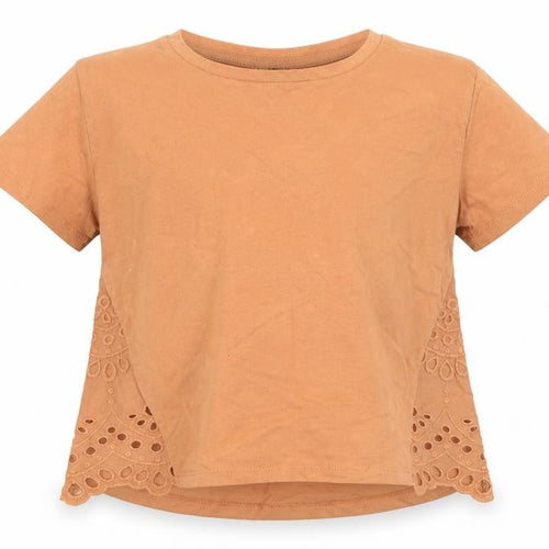 Kylie Girls Orange   Basic T-Shirt Size 9-10 Years  - Lace insert to sides