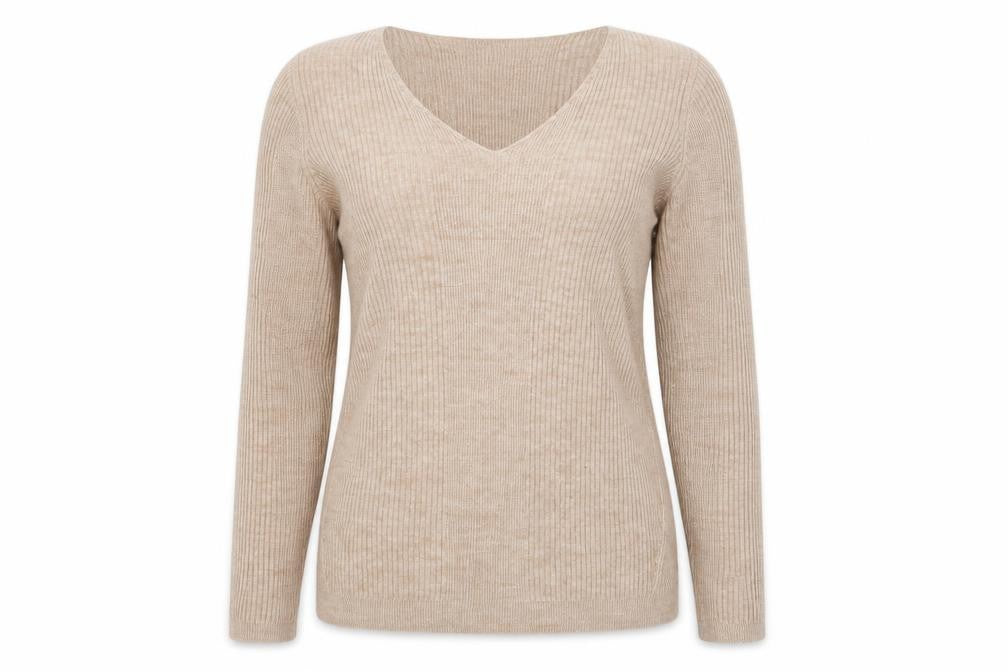 Front view of Marks & Spencer women’s brown jumper, size UK 14