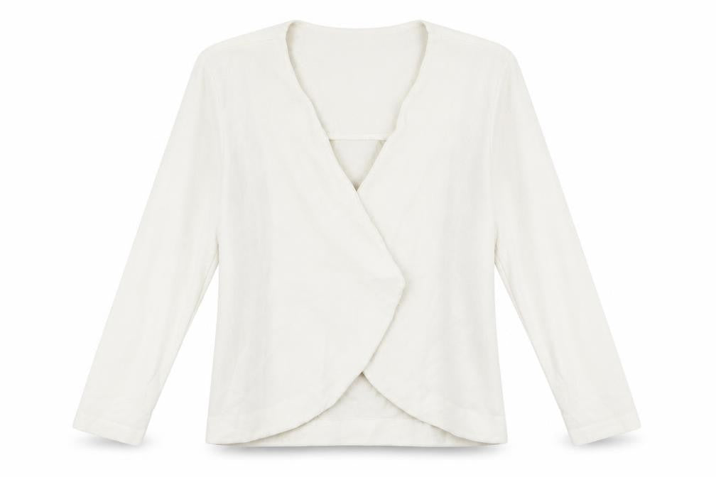 Front view of Elodie women’s white jacket blazer, size L